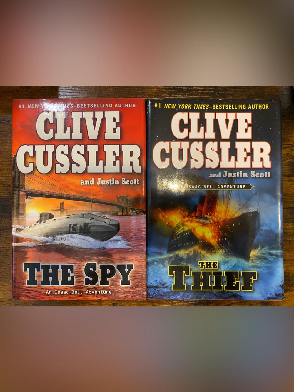 📘 Clive Cussler & Justin Scott Hardcover Book Bundle - The Thief & The Spy 📗